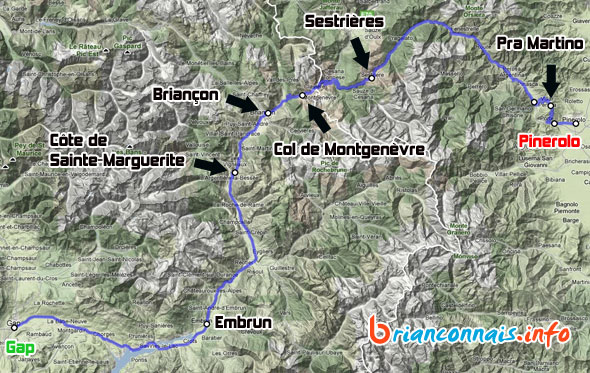 carte étape Gap-Pinerolo 20 juillet 2011