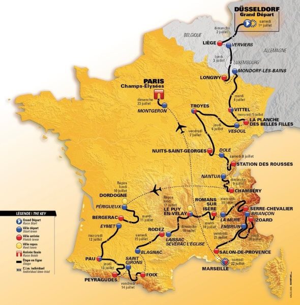 carte parcours tour de france 2017