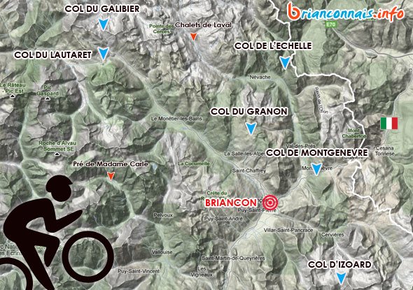 carte des cols du briançonnais en vélo carte des cols du briançonnais en vélo