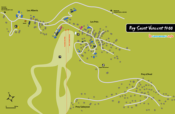 Plan de la station de Puy Saint Vincent 1400