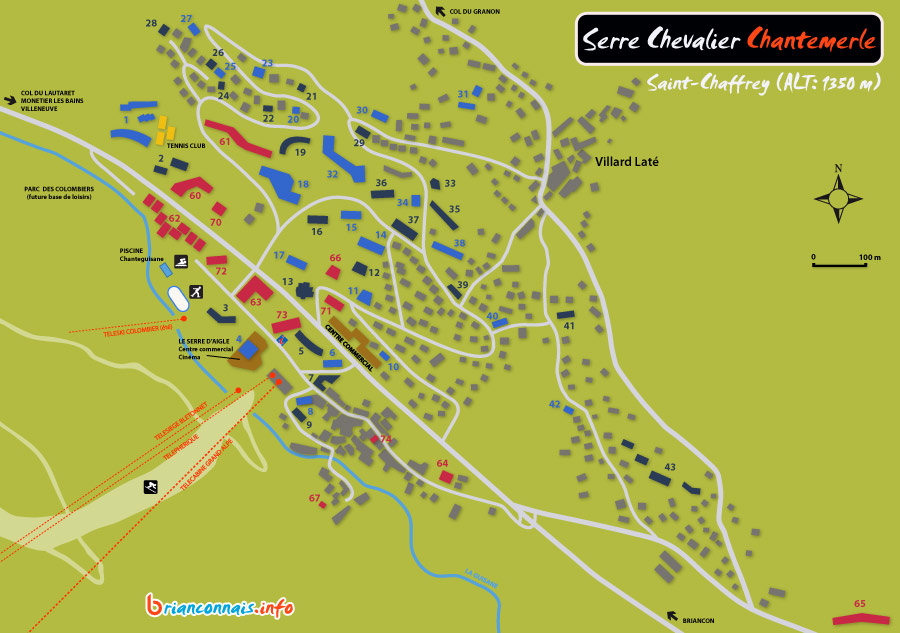 Plan de la station de Serre Chevalier Chantemerle St Chaffrey