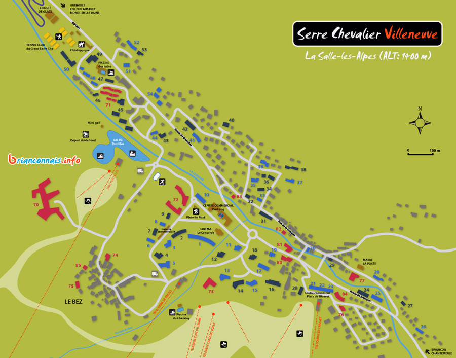Plan de la station de Serre Chevalier Villeneuve