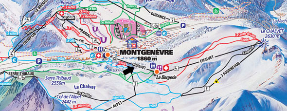 plan situation télécabine du chalvet à montgenèvre